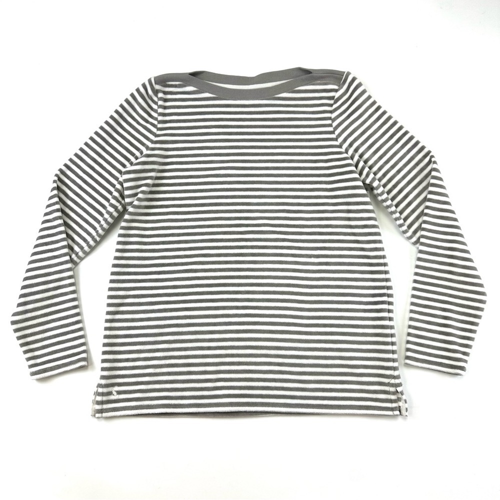 Joules velour stripe womens top size 6 long sleeve boatneck casual cozy